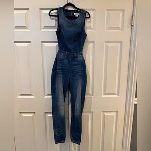 Guess Women's Dark Blue Denim Overalls with open back